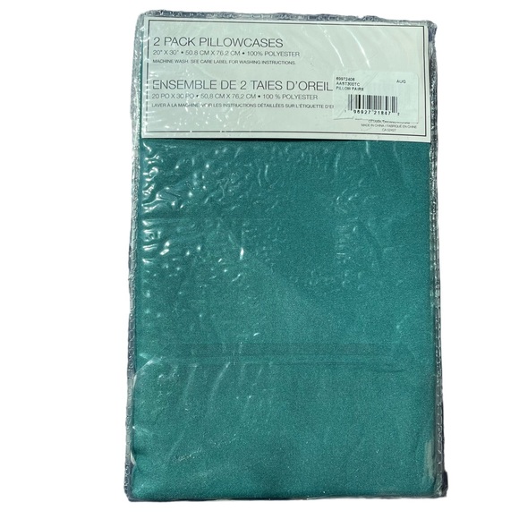 HOME STYLES Standard Pillow Cases Two Pack Teal 20”x30” - Picture 4 of 6
